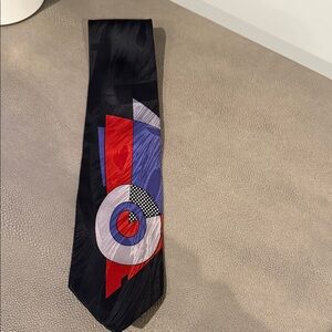 NWOT Bellissimo Abstract Patterned Tie in Black, Red, and Blue